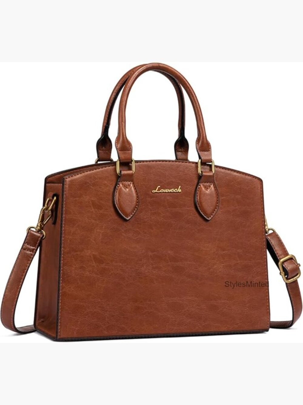 Vintage PU Leather Satchel Tote Shoulder Bag